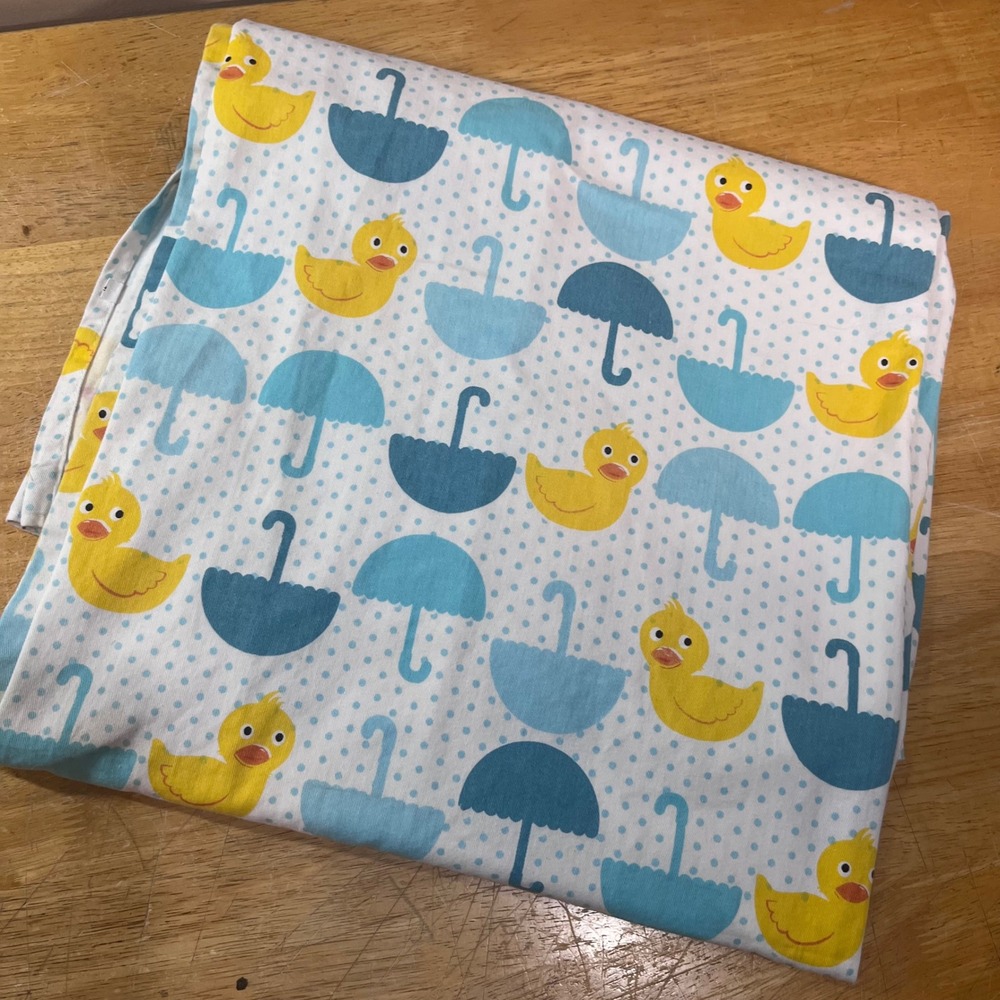 Circo Shower Curtain 72x72 White Blue Yellow Vtg Rubber Ducky Umbrella Polka Dot